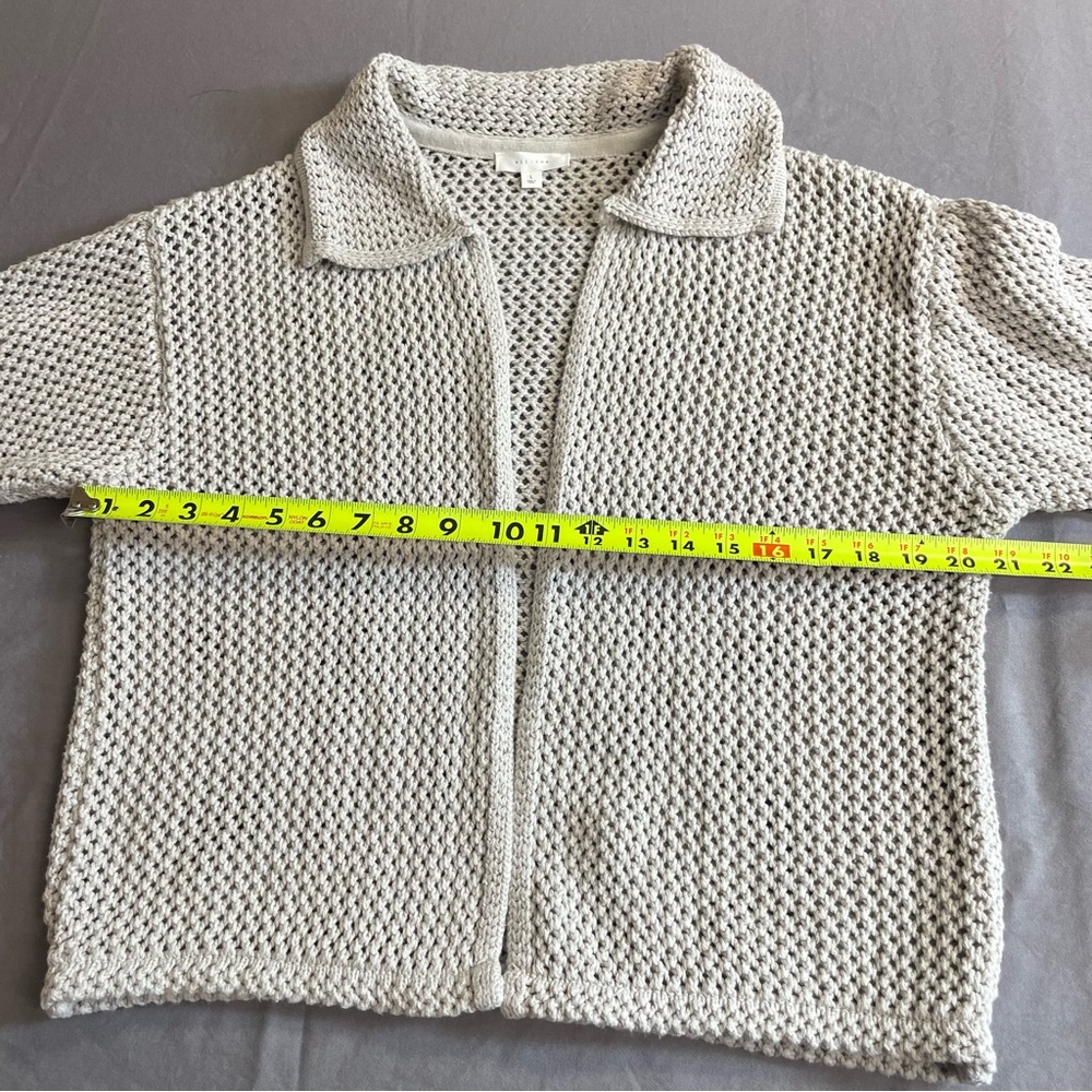 All Row Jett Open Front Beige Collared Cardigan L… - image 6